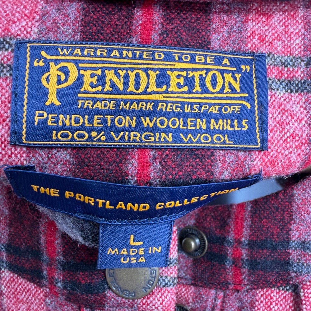 Pendleton Portland Collection Plaid Dress Size Large Red Wool Short Sleeve Shift - Picture 6 of 7